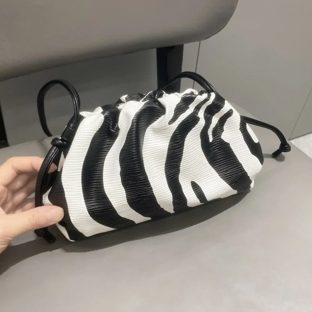 Luxury Designer Zebra Soft Cloud Bag Women's Handbag New In Dumpling Bag Lady Purse Large Capacity Crossbody Bag