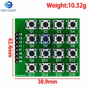 1pcs 8pin 4*4 4x4 매트릭스 16 키패드 키보드 빵 보드 모듈 16 버튼 MCU Arduino DIY 스타터 키트 10 최고의 판매 키보드 Arduino -№4