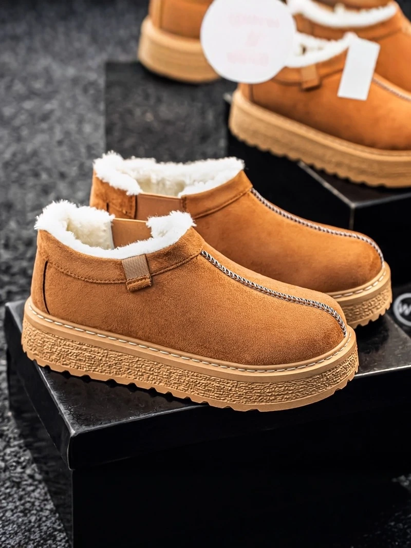 

Men's Winter Thickened Fleece Lined Waterproof Anti-slip Snow Boots Easy Wear Casual Shoes Warm Cotton Shoes