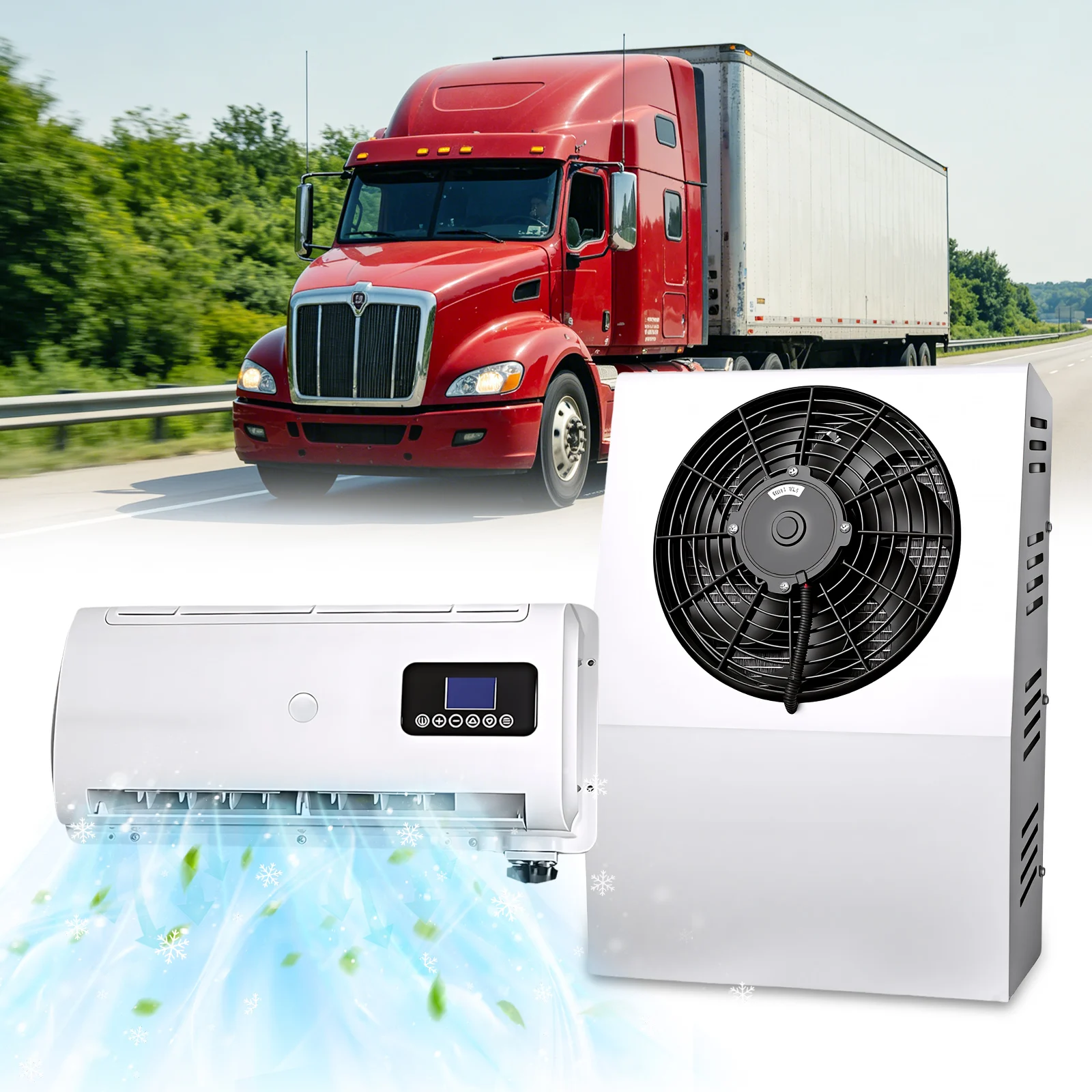 

Treeligo Truck Split Air Conditioner Electric Parking Cooler AC 12V/24V 12000BTU Unit For Truck Camper Van Caravan Motor Home