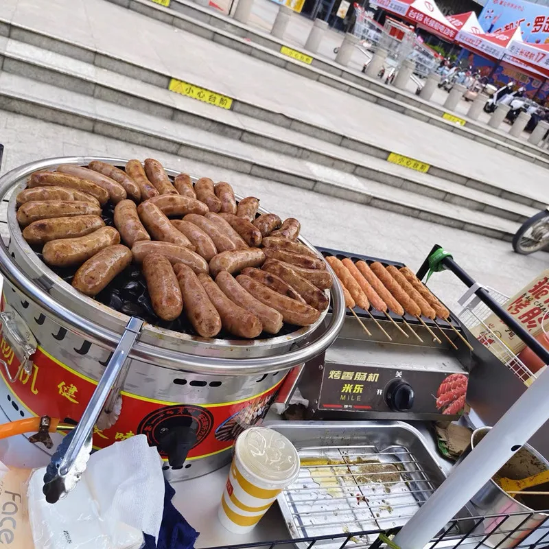 Night market stall small commercial hot dog machine desktop gas stone electric sausage machine