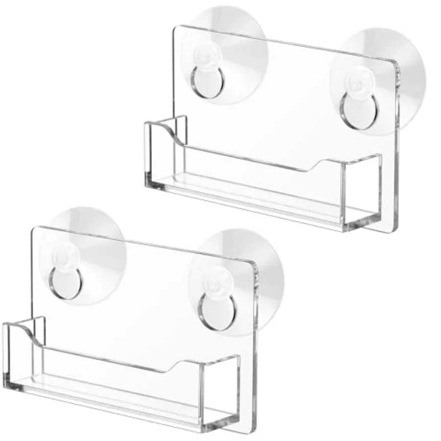 Window Mount Business Card Holder with Suction Cups Acrylic Single Pocket Organizer Clear Card Holder Acrylic Display Storage f