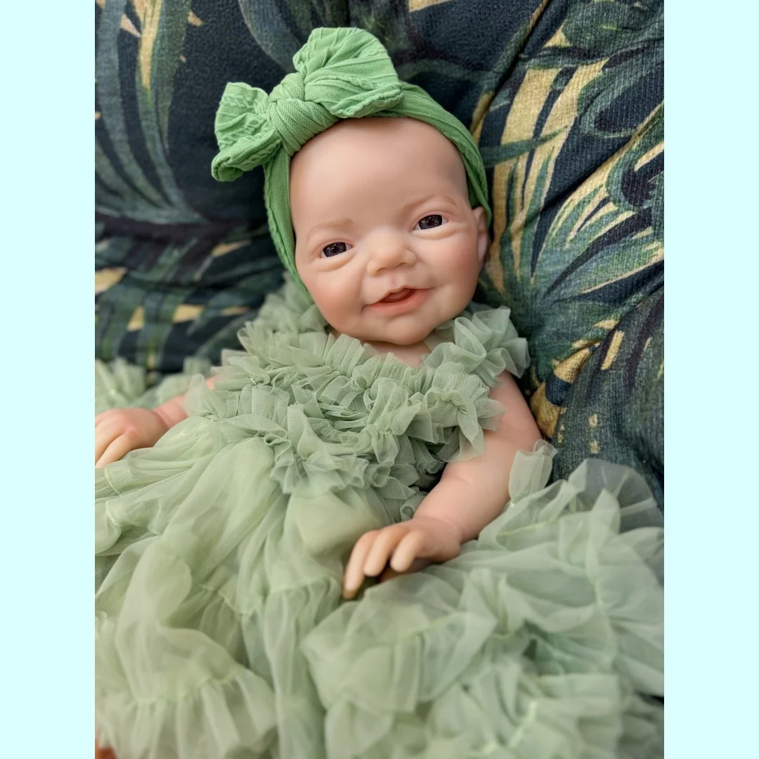 18Inch Cuddly Open Mouth Charlie Solid Silicone Bebe Reborn Girl Doll With Painted Skin Washable Reborn Girl Doll