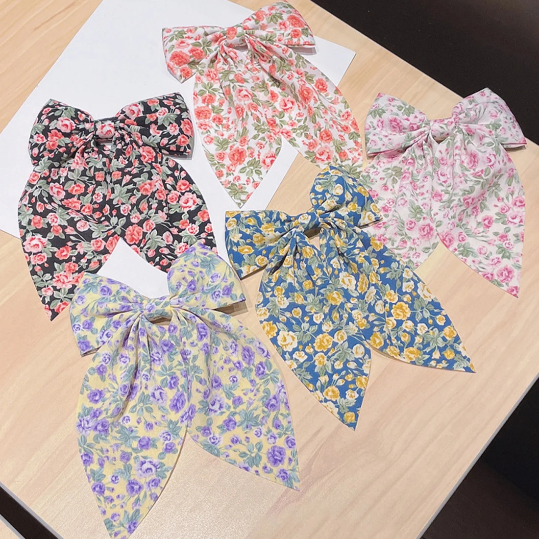 1 PC Floral Bow Hairpin Women Girls Fashion Ribbon Hairgrips Dating Daily Sweet Ponytail Clips Party Exquisite Hair Accessories