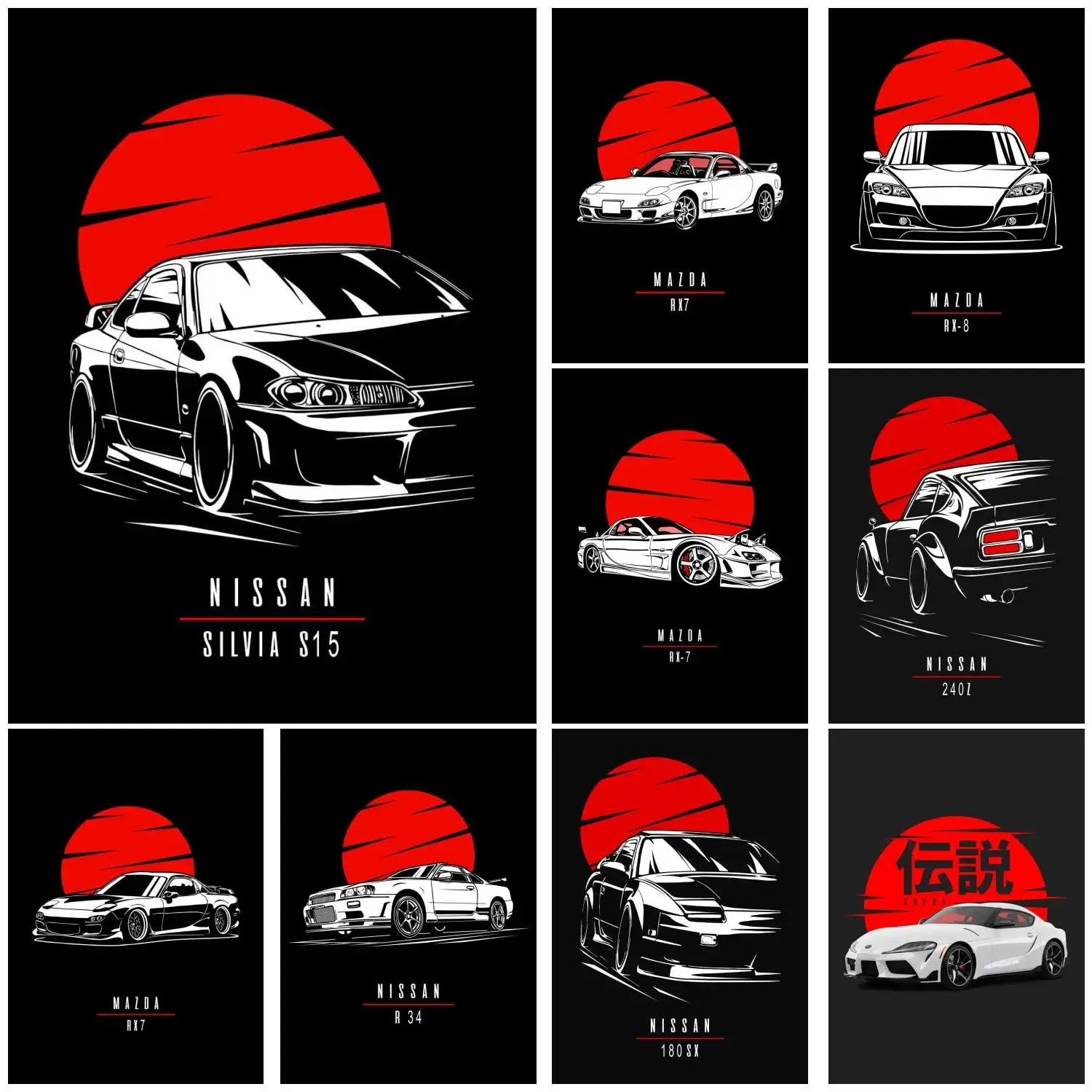 Japanese Car Canvas Painting for Modern Living Room Decor Canvas Poster Wall Art Nissan KampZ Mazda Jas7 JDM Manage and Print