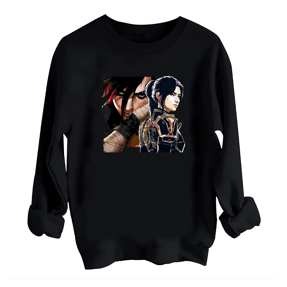 Arcane Caitlyn & Vi Poster Sweatshirt Harajuku Round Neck Long Sleeve Oversize Hoodie