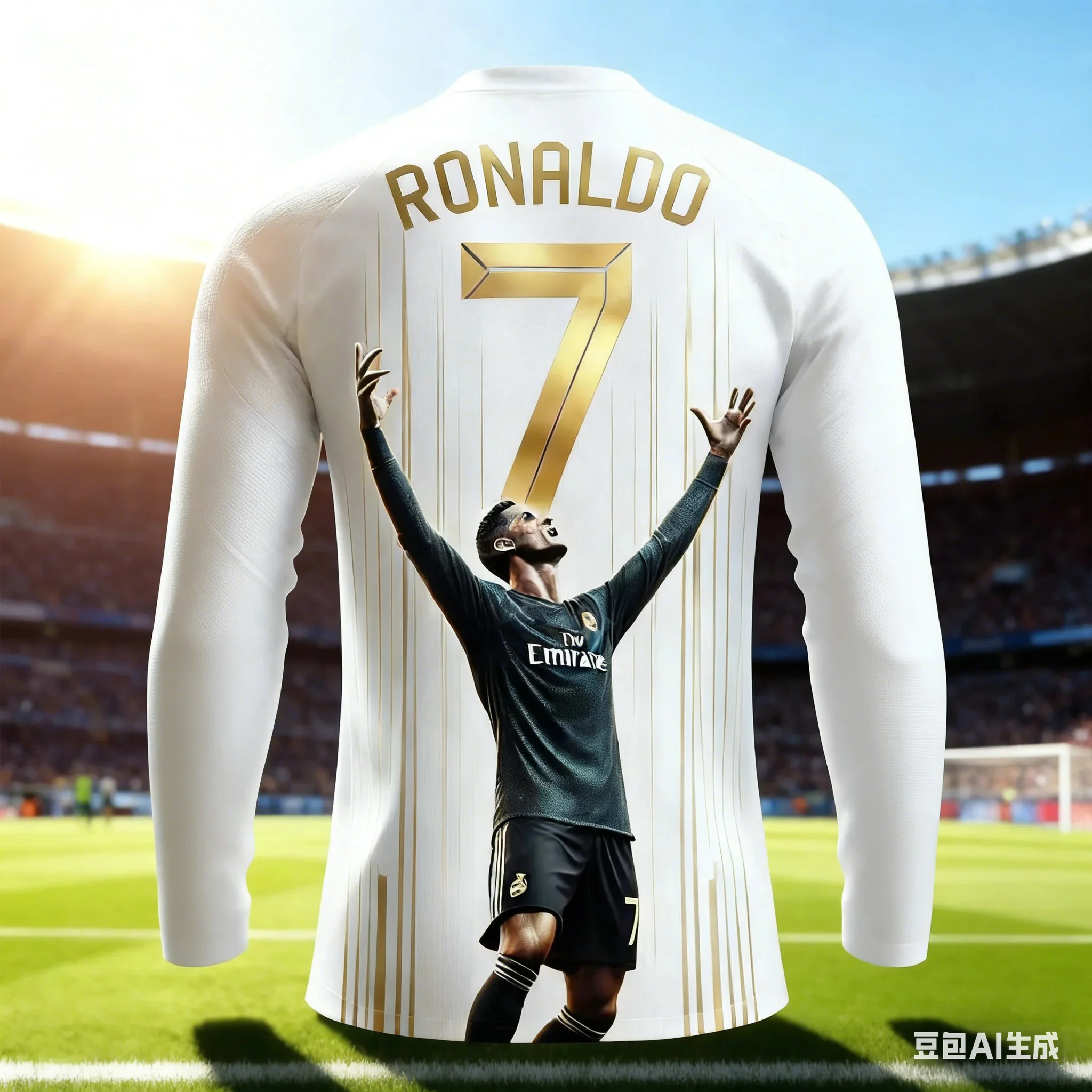 AI Nuovo CR7 High-End Fashion Commemorativo T-shirt a maniche lunghe Crew Raglan Traspirante Maglia di protezione solare ad asciugatura rapida