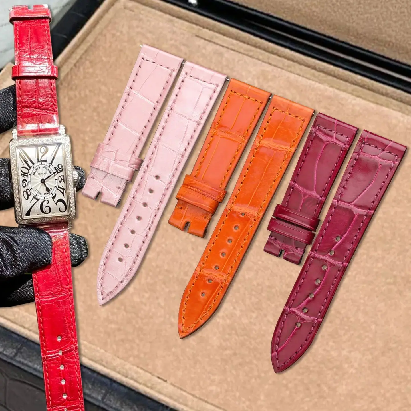 Fit For Franck Muller Original Alligator Leather Watch Strap 16mm 17mm 18mm 19mm 20mm 21mm 22mm 23mm 24mm 25mm Crocodile Leather