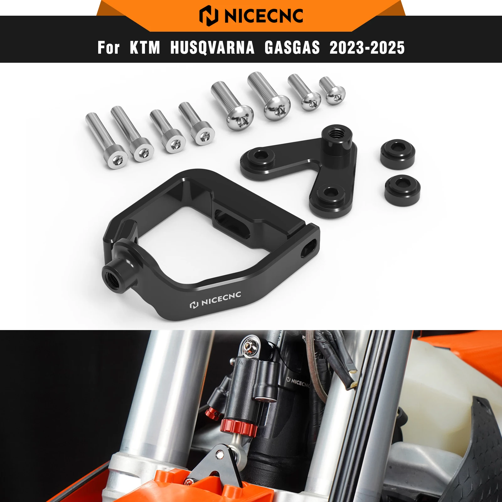 NICECNC For KTM SX 125 SX 250 SXF 450 2023-2025 Steering Damper Bracket For Husqvarna TX 300 FC FX 350 450 GasGas MC350F MC450F