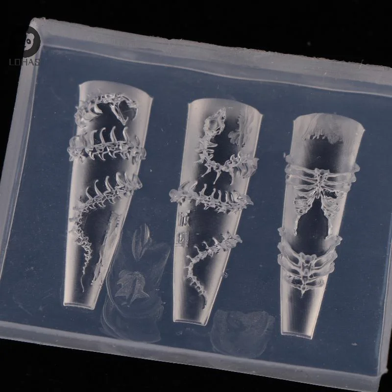 1 szt. Retro Wzór Wężowej Kości z Kokardą Szablon do Zdobienia Paznokci Ozdoba Silikonowa Forma do Paznokci DIY Szablony Formy do Paznokci