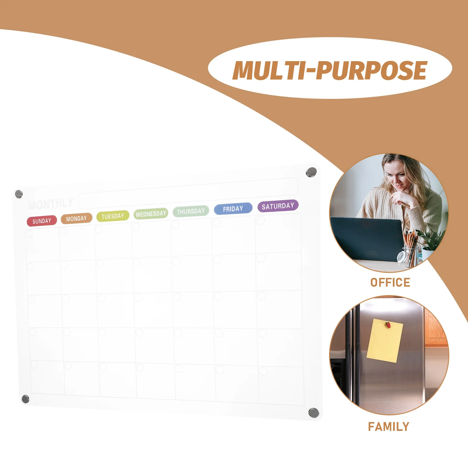 

Transparent Acrylic Magnetic Dry Erase Board Multi-Functional Memo Message Board for Office Home Planning