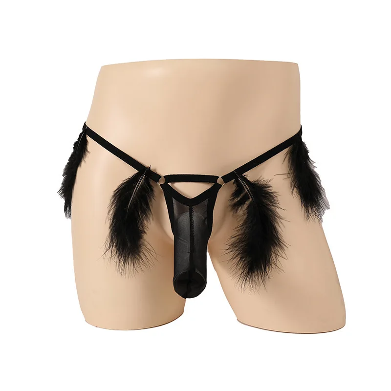 

Men's Feather Cutout Thong, Men's Erotic Panties, Super Stretch Adjustable Size Panties, Sexy Panties