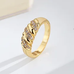 ZHOUYANG Chunky Croissants Rings For Women Vintage Gold Color Statement Ring Finger Accessories Fashion Trendy Jewelry KAR210