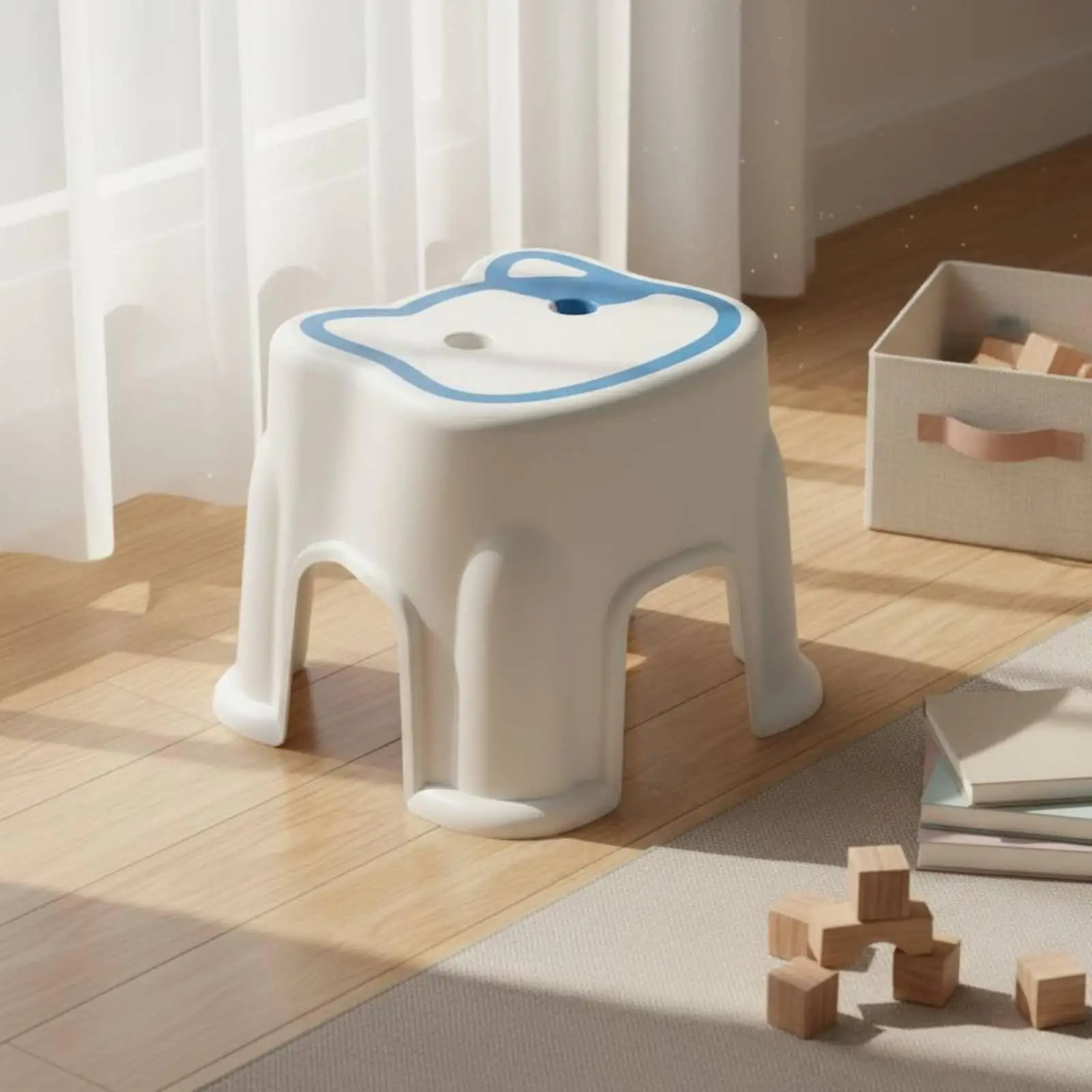 Non Slip Children Footstool Hard Wearing Stool Chair Space Efficient Stackable for Kids Washing Area
