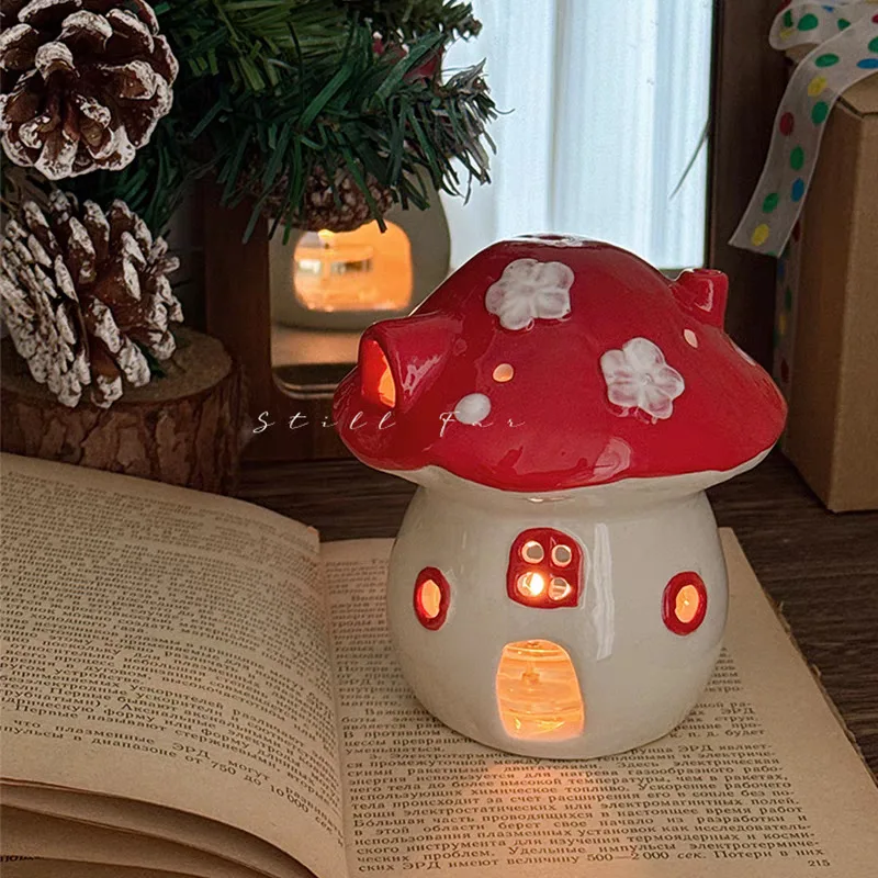 

Ceramic mushroom candle holder tea candle aromatherapy candle night light creative decoration ornaments