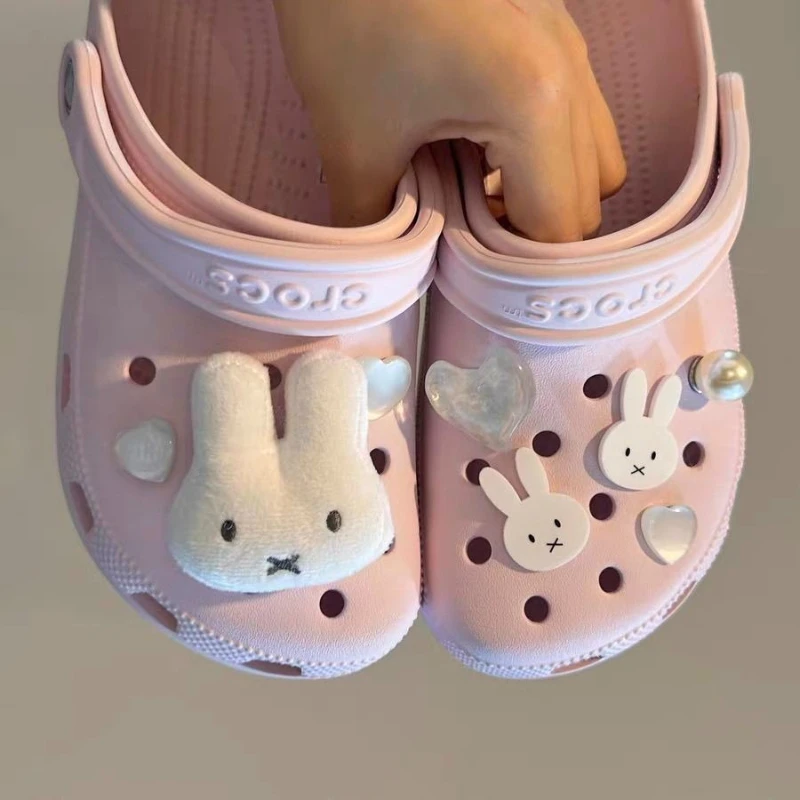 Cartoon Kawaii Miffy Cave Shoes Accessory Part Diy Decorate Detachable Random Collocation Practical Abrasion Resistant Delicate