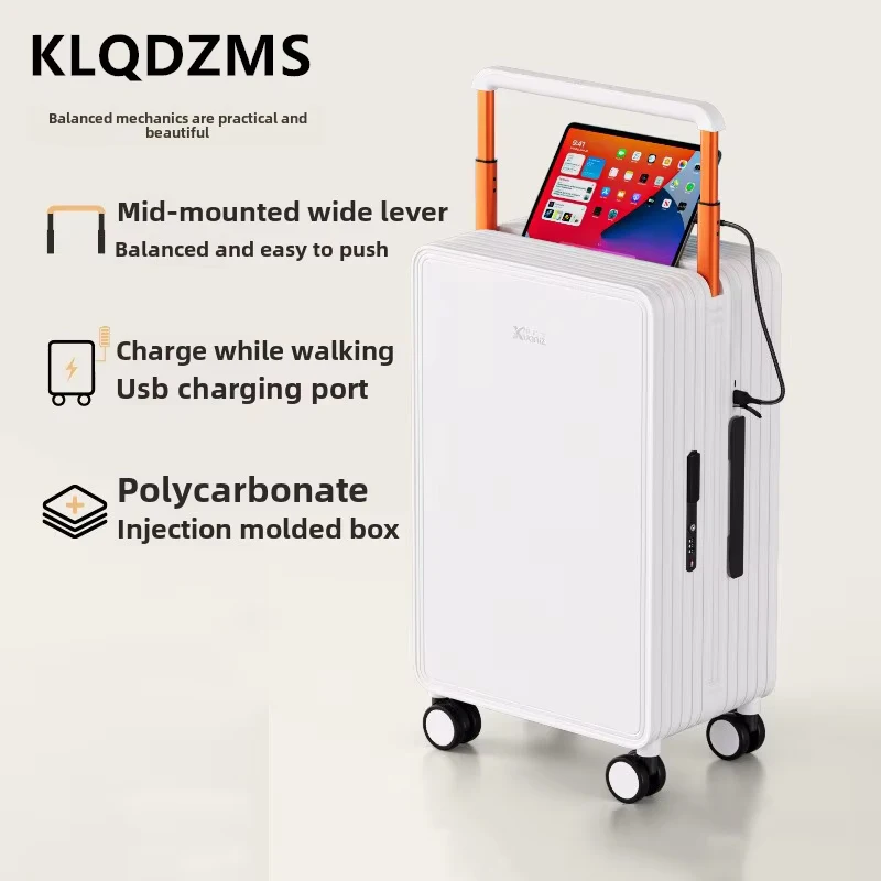 KLQDZMS ABS + equipaje de PC 20 "24" 26 pulgadas cubierta de carrito de gran capacidad maleta de embarque para hombre maleta de cabina multifuncional con carga USB