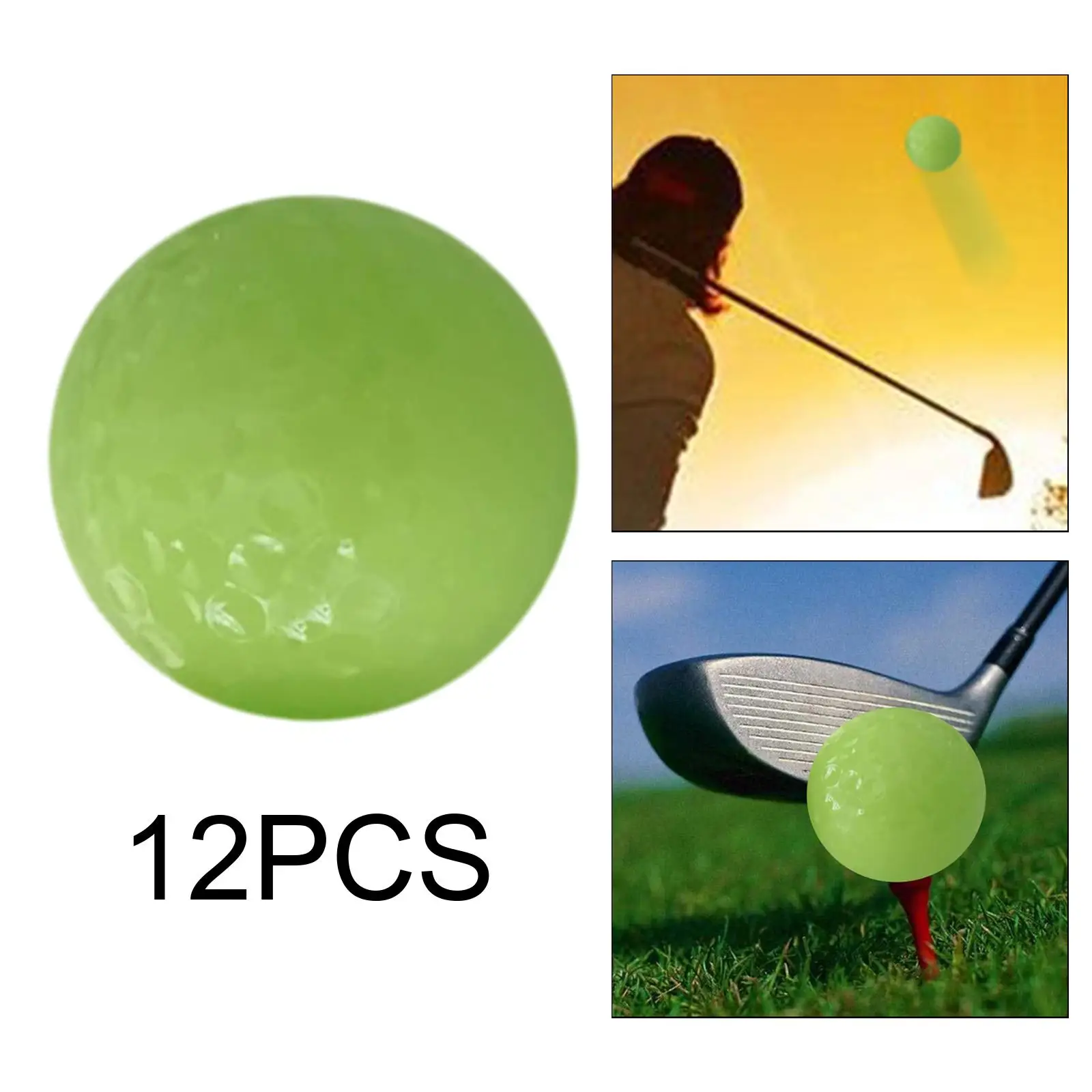 12 Pieces Luminous Night Golf Balls Rubber Glowing in The Dark Fluorescent Golf