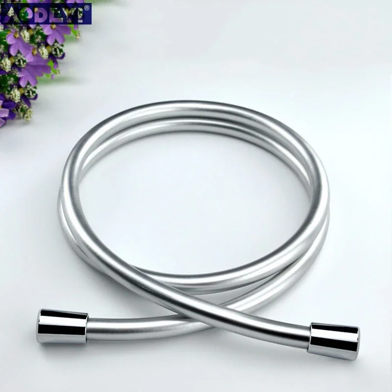 PVC High Pressure Silver & Black Smooth Shower Hose For Bathroom Handheld Head Flexible Plumbing Anti Winding GI/2 Universal