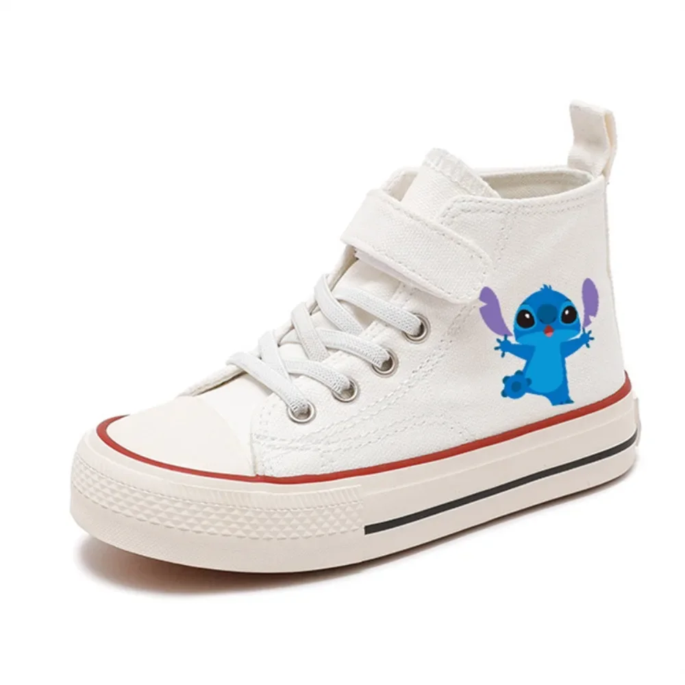 Jolies chaussures en toile de dessin animé pour enfants, chaussures de sport décontractées pour garçons et filles, chaussures de tennis montantes pour enfants, impression CAN o Stitch