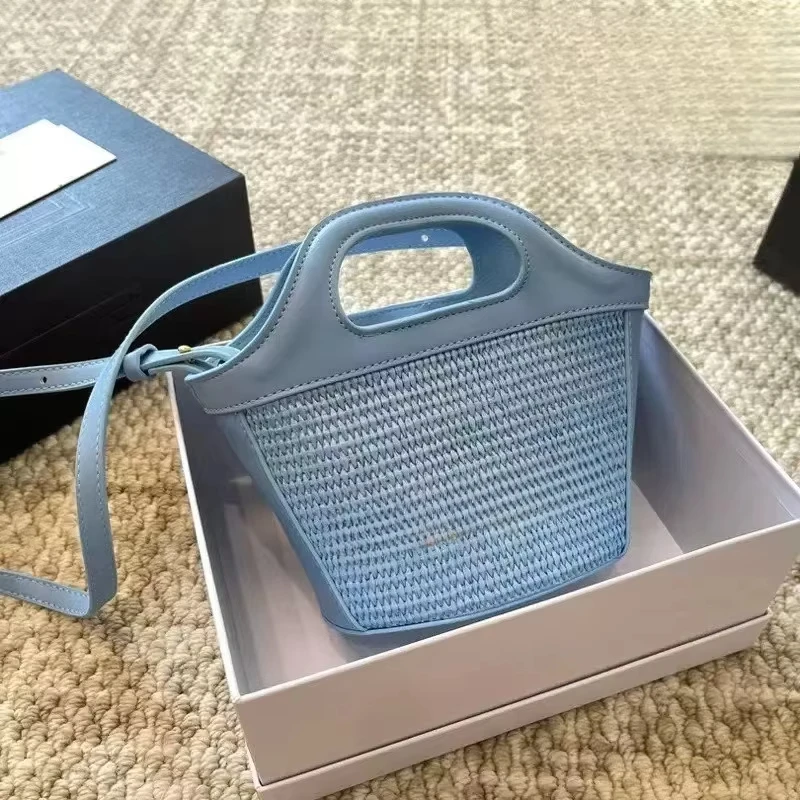 Geweven stro mini-tas voor dam - Bucket Bag Suede recensie en prijs
