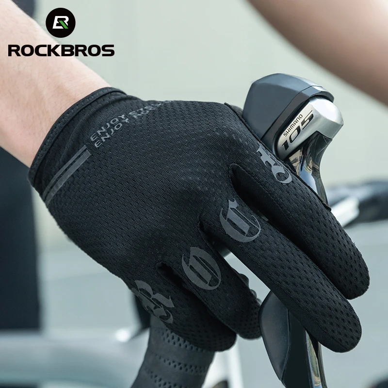 ROCKBROS Bicycle Gloves Men Women Full Finger MTB Road Bike Gloves Spring Summer Breathable Touch Screen SBR Palm Cycling Gloves