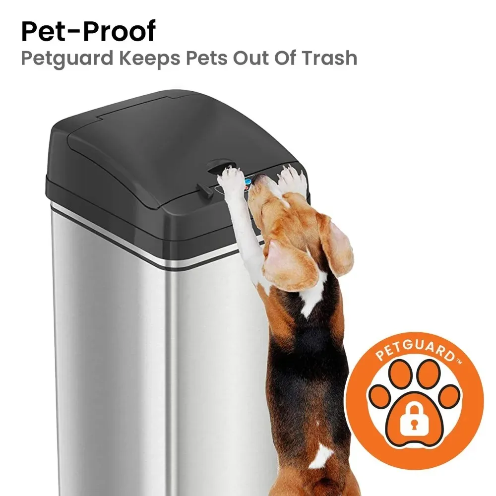 

Dog Proof Trash Can with Odor Filter, Motion Sensor Stainless Steel Kitchen Trashcan Garbage Bin for Home