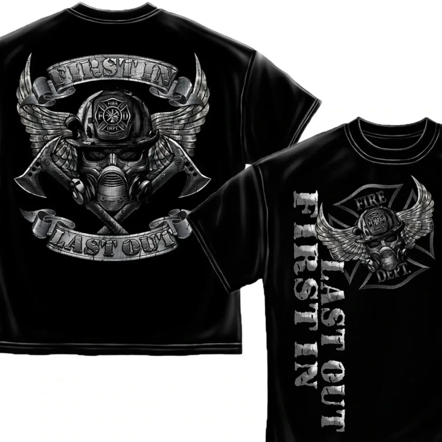 Fire Department Steel Wings Foil Badge Print Firefighter Gift T Shirt. New 100% Cotton Short Sleeve O-Neck Casual T-shirts