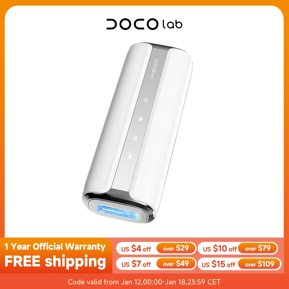 

DOCO Laser IPL Epilator Hair Removal 17.6 J High Energy Penetration Ice Cool Painless Red Blue Light Skincare home-appliance