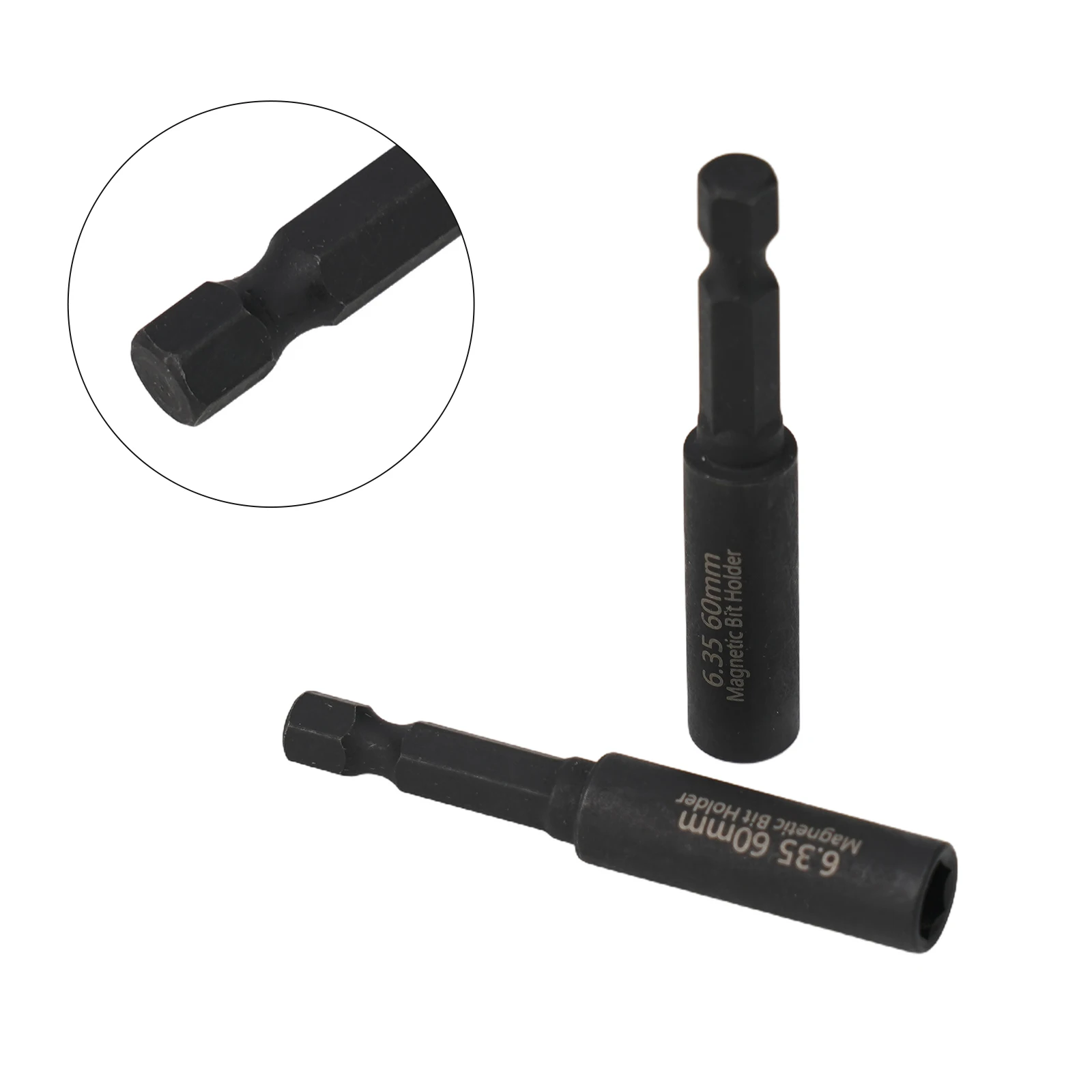 5/2PCS 60mm Hexagonal Screwdriver With Extended Conversion Head And Phosphating Black 1/4 Extension Rod Screwdriver Bit Holder