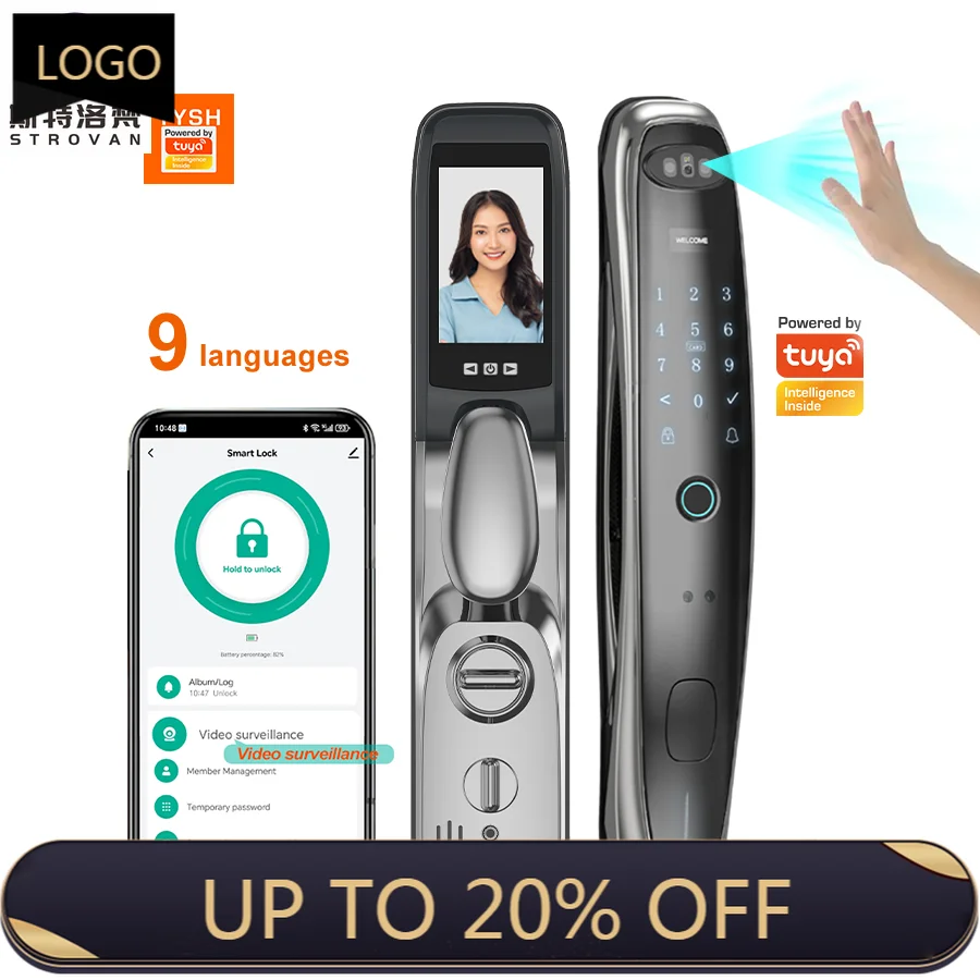 STLF Smart Biometric Palm Recognition 3d Face Control Ai Tuya Wifi Digital Security  Automatic Unlock Electronic Lock