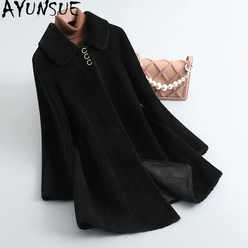 AYUNSUE 100% Natural Wool Coats for Woman Clothes Mid Length Fur Coat Woman Clothes High Quality New in Outerwears Abrigo Mujer