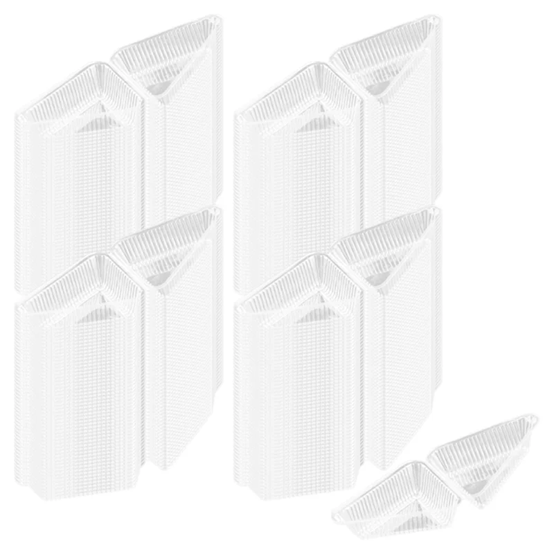 

Y50A-200 Pieces Cake Slice Plastic Containers, 5 Inches Hinged Lid Cheese Cake Container, For Home, Bakery And Cafe Easy Install