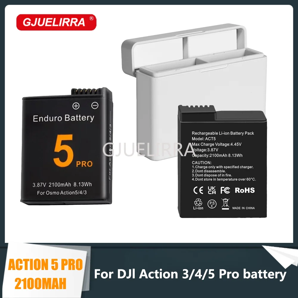 For DJI Osmo Action 5 Pro Action 4 Camera Battery 2100mAh Battery and 2 Slots Fast Charger for DJI Action 3 4 5 Pro Accessories