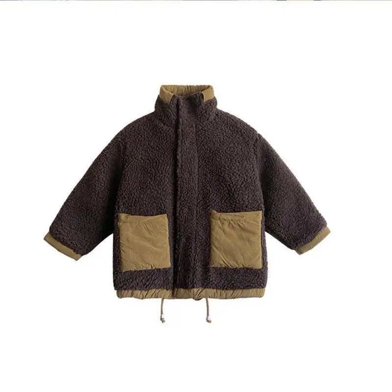 2025 filles manteau chaud automne hiver couleur bloquant vêtements d'extérieur épaissi hauts confortable rembourré veste enfants vêtements 4-12 ans