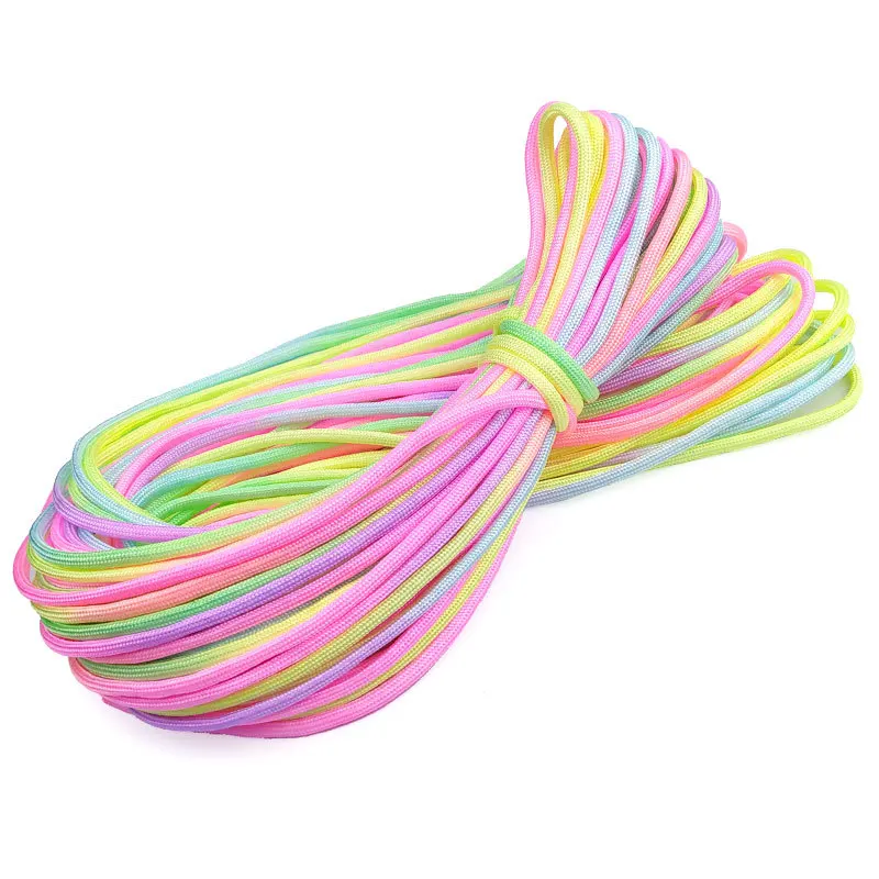 4mm Rainbow Colors Cord Rope III 7 Strand Parachute Lanyard Rope Climbing Camping Survival Equipment Paracord Bracelet
