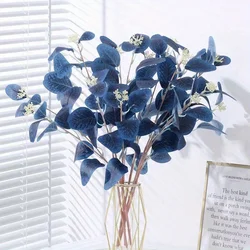 6pcs Faux Eucalyptus Stems - Blue Artificial Greenery Spray with Silver Dollar Seeds for Home Decor, Kitchen, Vase Arrangements