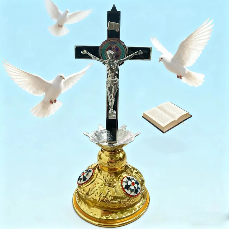 جديد الأرثوذكسية الصليب نعمة الصليب مع حامل للكنيسة ديكور المنزل شغف يسوع أيقونة الأحمر والأزرق Enomal الصليب صندوق هدية