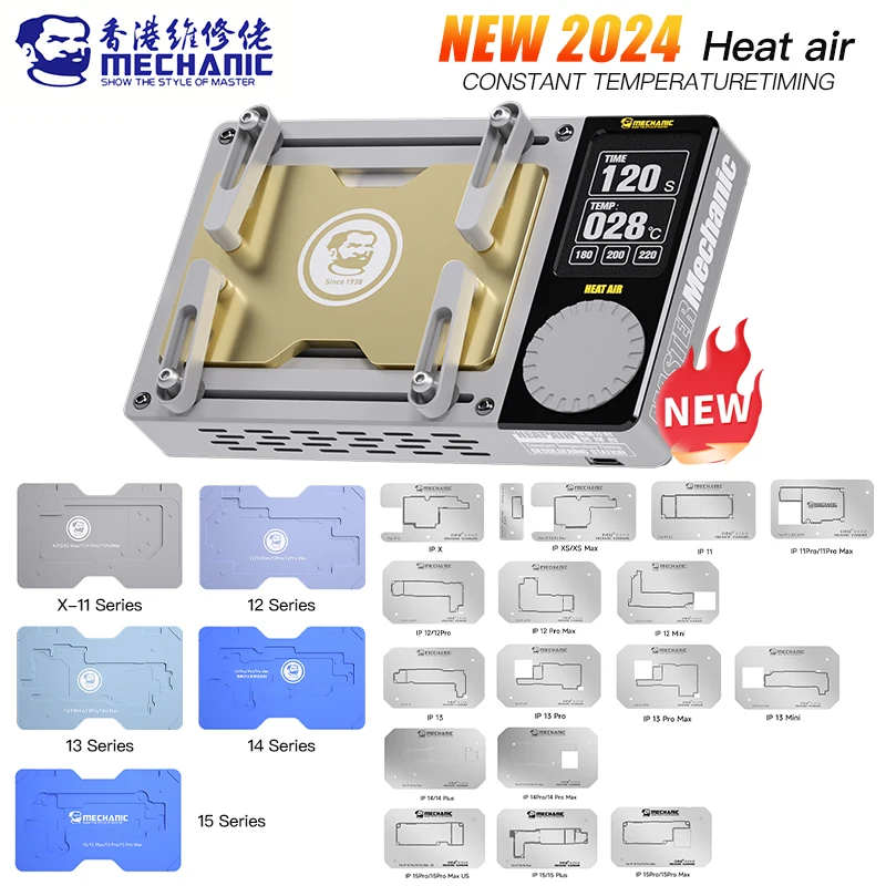 Mechanic Heat Air Intelligent Preheating Platform for IPhone X-15PM Motherboard Layered IC Chip BGA Template Repair Tool Kit