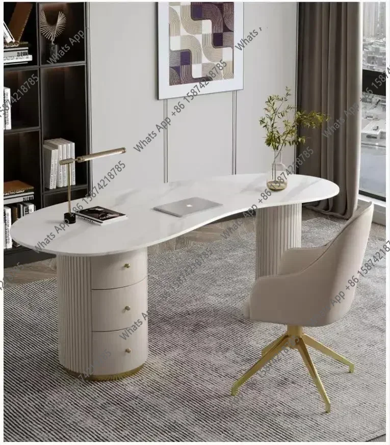 A Light Luxury Rock Slab Irregular Office Computer Desk Designer Desk, Beauty Salon, Medical Consultation Reception X
