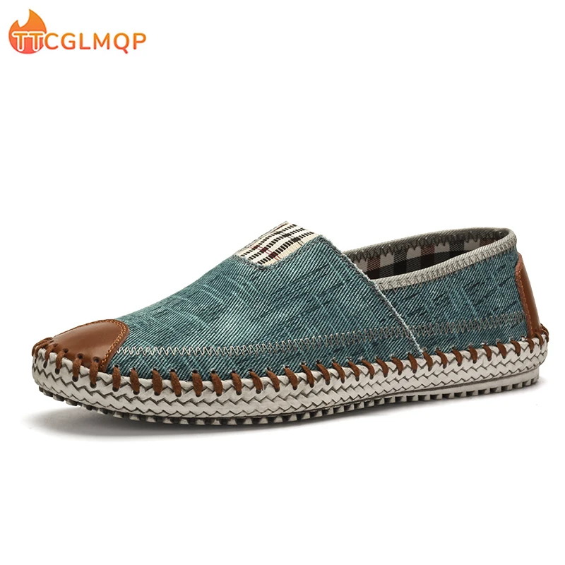 Summer Men Shoes Ethnic Style Hemp Insole Fisherman Breathable Shoes Cool Men Sneakers Casual Flat Loafers Espadrille Big Size