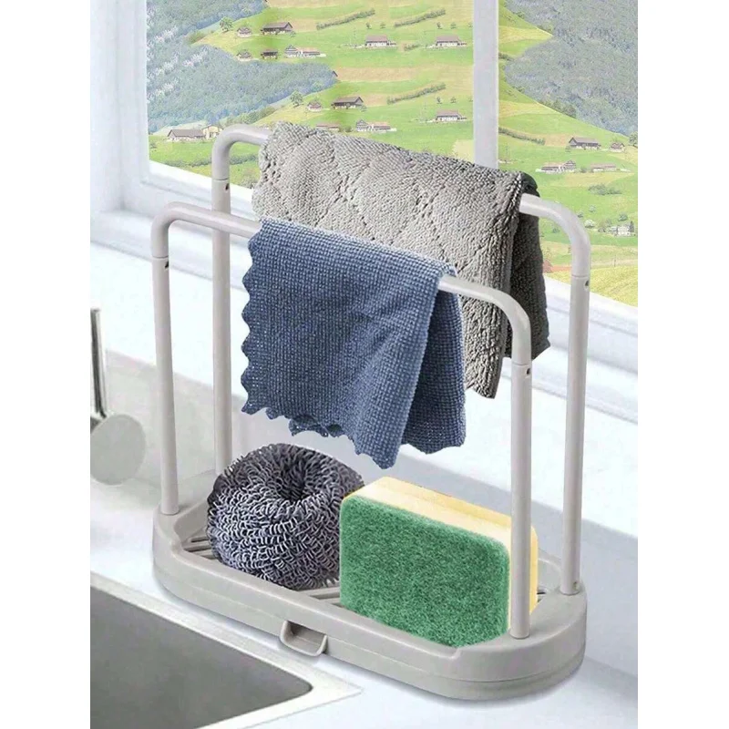 

Grey Sink Organizer Tray, Rust-Proof Storage Stand for Sponge & Scrubber Holder