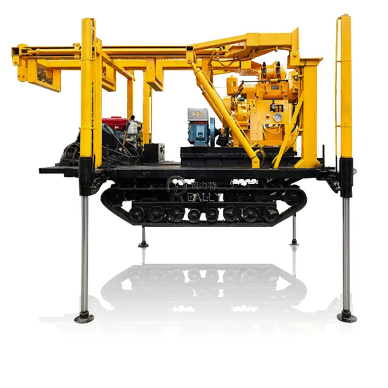 Portable Bore Hole Crawler Water Rock Rig Drilling Machine With Wheel Diesel Engine Hydraulic Rotary Rock Core  Water Well Drill