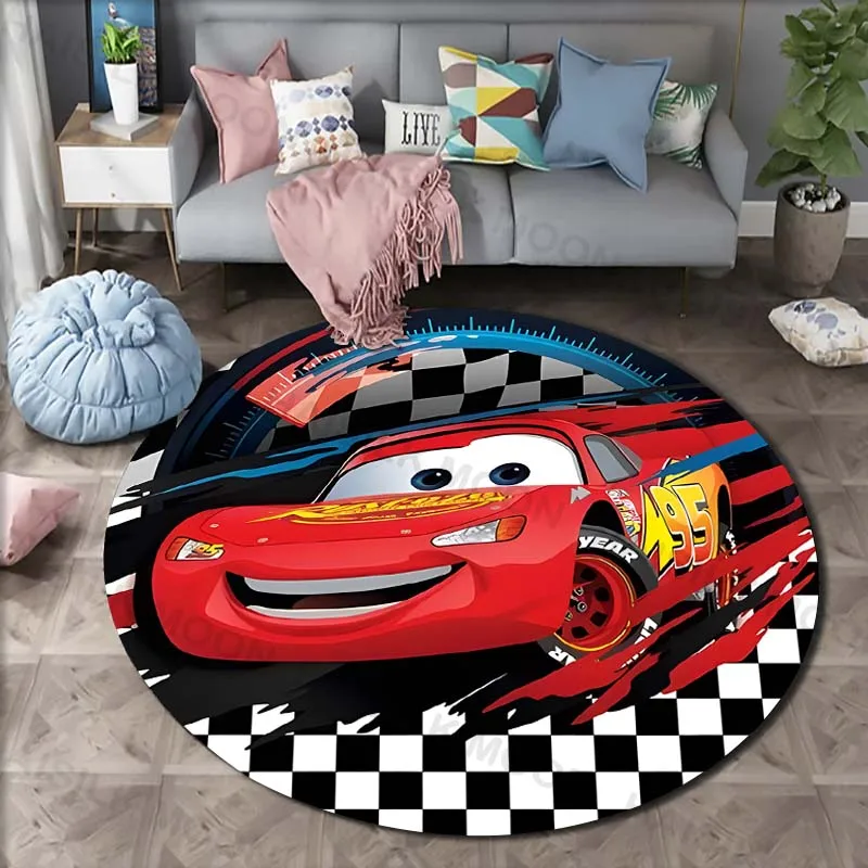 5 Sizes Disney Cars Lightning McQueen Printing Round Carpet Living Room Bedroom Table and Chair Sofa Decorative Carpet and Rug