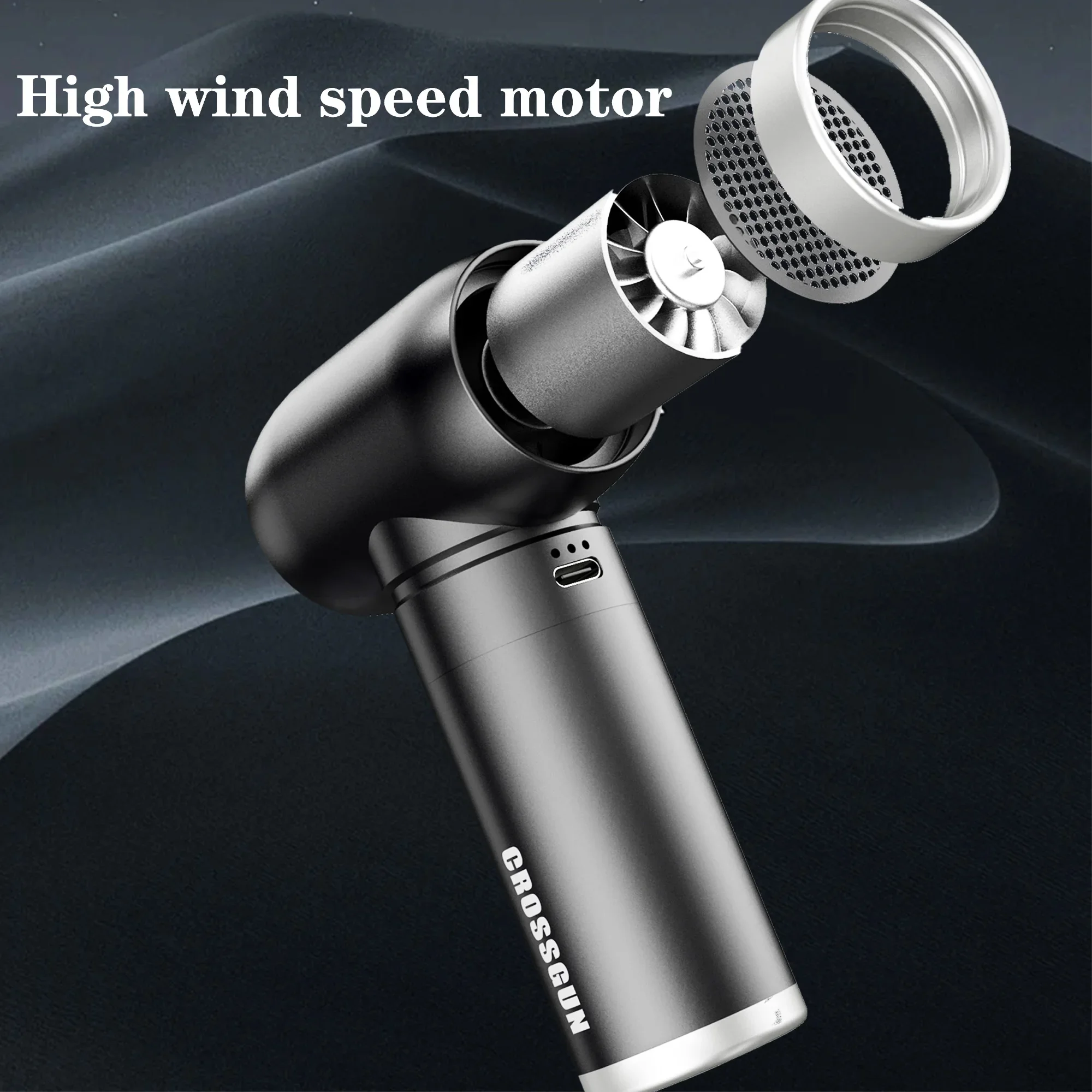 CROSSGUN Turbo Jet Violent Fan Aluminium Alloy Super Wind Power Portable Mini Handheld Car Dust Blowing Tool Christmas Gift