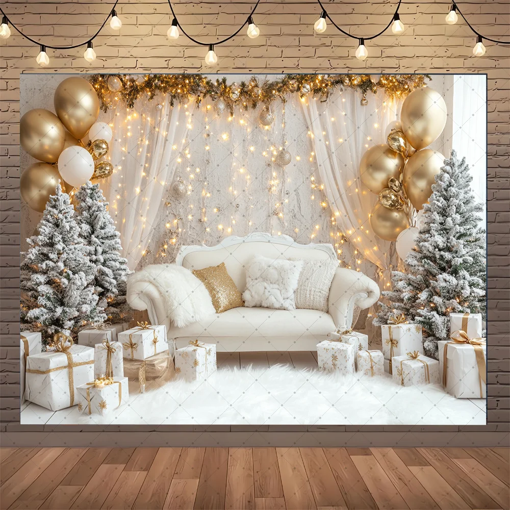 خلفية التصوير الفوتوغرافي الشتاء عيد الميلاد غابة الثلج الأبيض بريق هدية للأطفال الأسرة صورة ديكور خلفية استوديو الصور