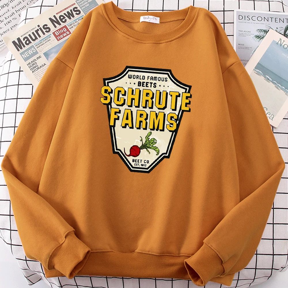 World Famous Beets Schrute Farms Crop Printing Men Hoodie Loose Vintage Sweater Autumn Crewneck Fleece Sweatshirt Casual Hoody