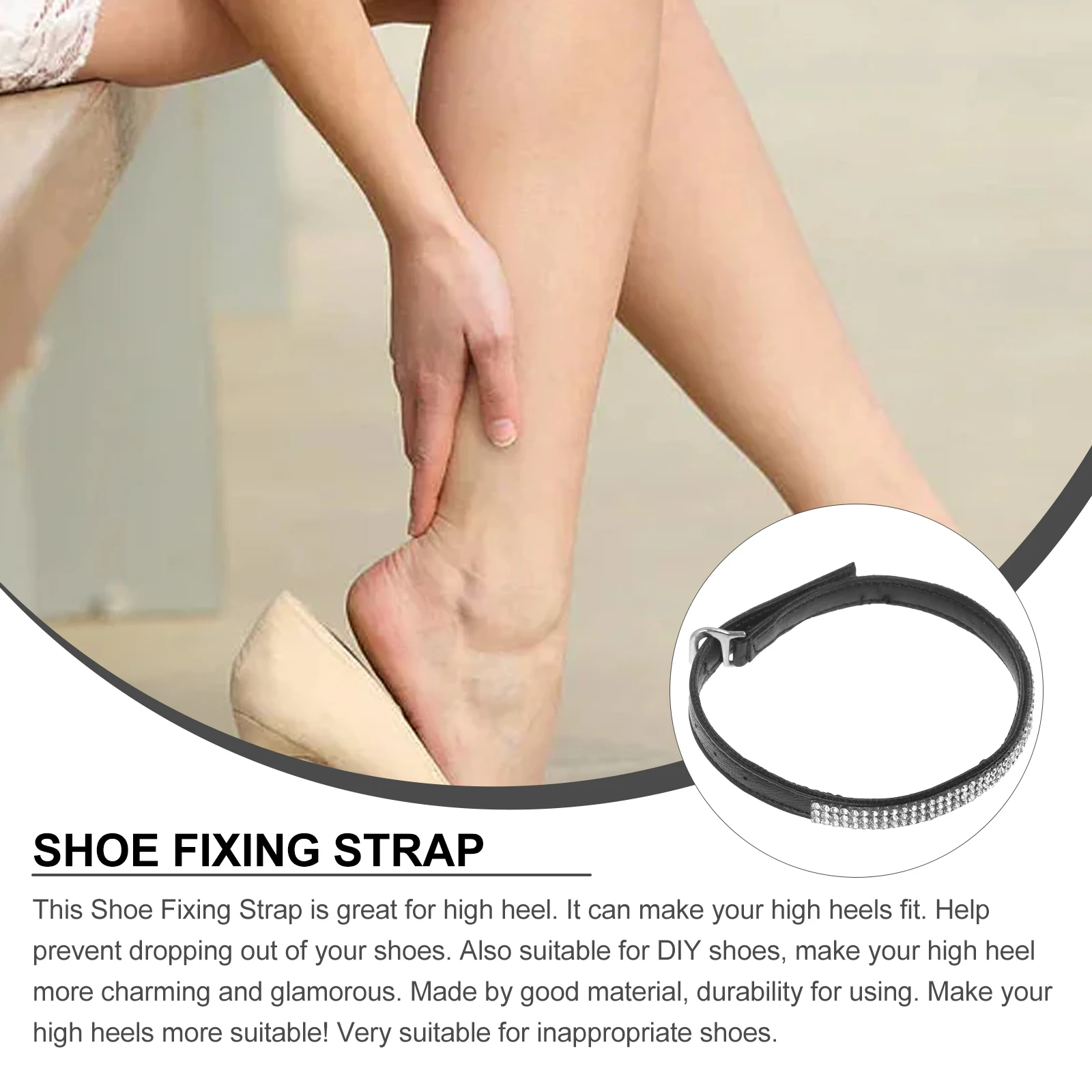 

High Heels Accessories Strap Belt Laces Straps for Shoes Replaceable Women Black Rhinestone AntiSlip Buckle