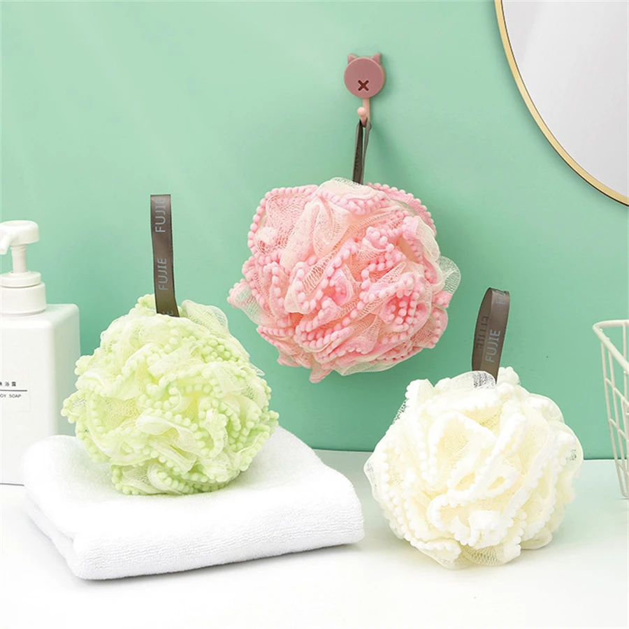 Flor de baño de gama alta, bola de baño grande con perlas, no dispersa, bola de flores para baño, baño para frotar, baño espumoso, Toalla de baño para mujer