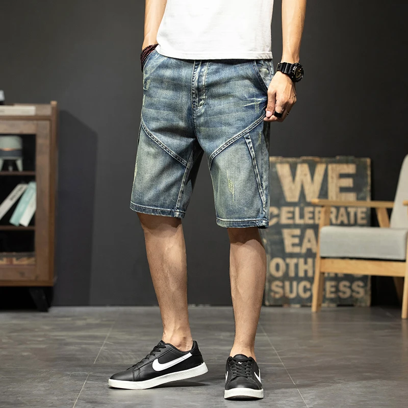 

2026 new modelmen's summer thin denim shorts Men's straight loose casual denim shorts Plus size 28-44